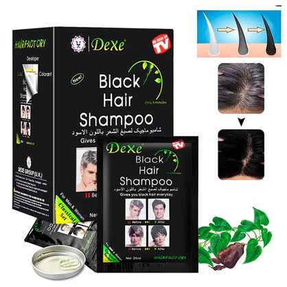 ADIÓS CANAS - SHAMPOO CUBRE CANAS BLACK  - CAJA 10UNID