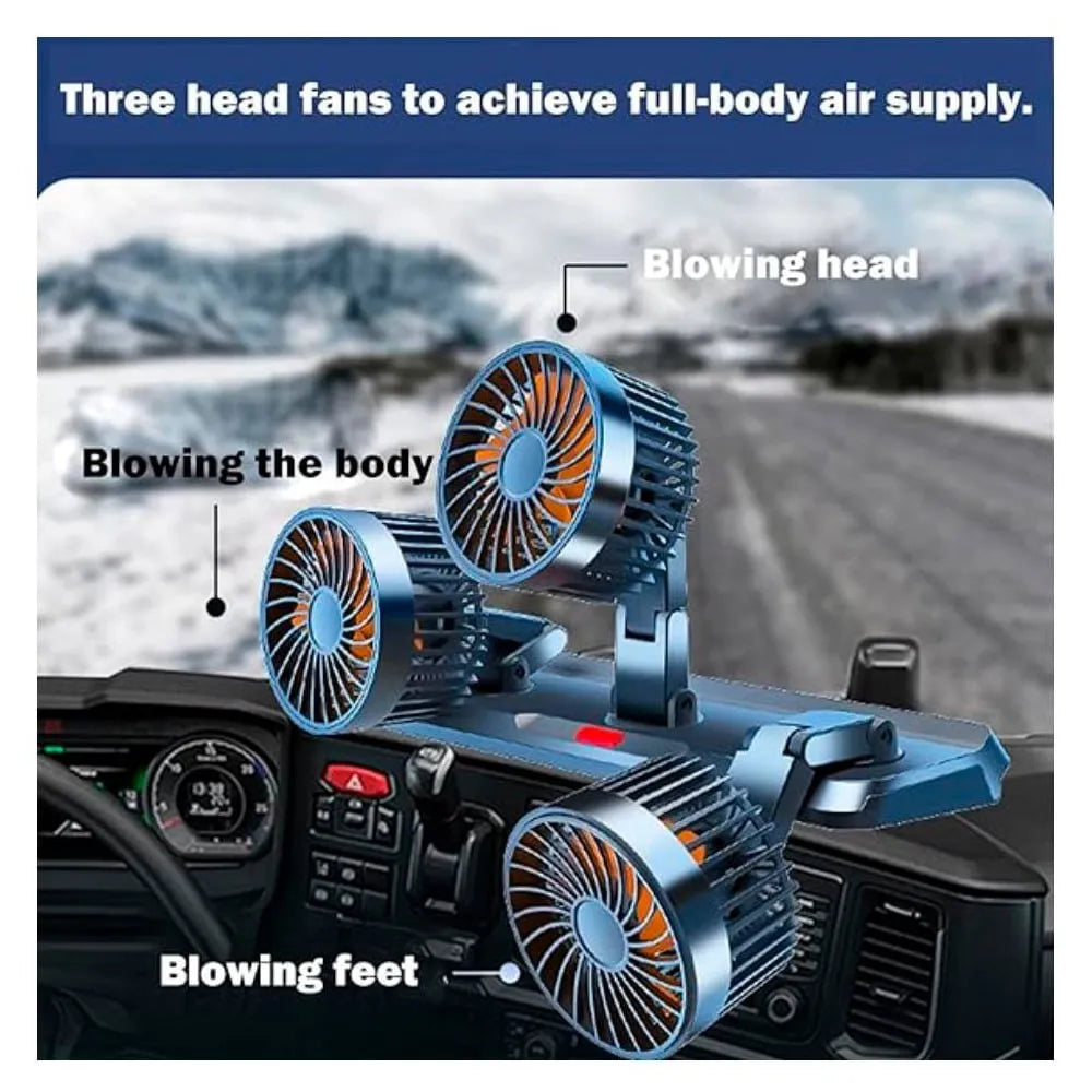 ❄️ VENTILADOR TRIPLE 12V 360°- FRÍO AL INSTANTE PARA TU AUTO 🚗🔥