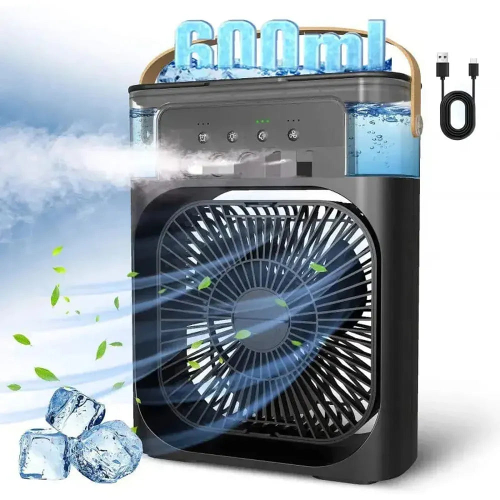 MINI VENTILADOR LUZ LED 3 EN 1